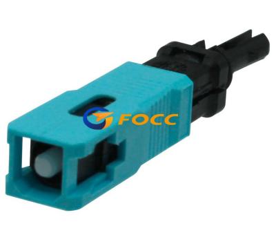China Quick Assembly SC UPC Multimode Fiber Connectors Aqua Housing 50 125 OM3 10pcs / Bag for sale