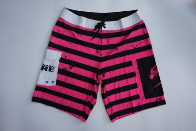China Pink Black Striped Mens Board Shorts Quick Dry , Recycled Mens Surf Shorts for sale