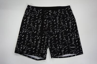 China Custom Made Black Stretch Men Board Shorts Water Repellent Polyester Mid Length for sale