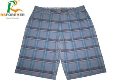 China Grey Pattern Long Mens Board Shorts , Mens Stretch Boardshorts Grid Pattern for sale