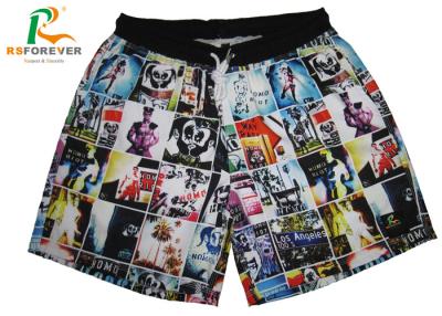 China Sublimated Printed Boys Board Shorts With Black Elastic Waistband Pantone Color for sale