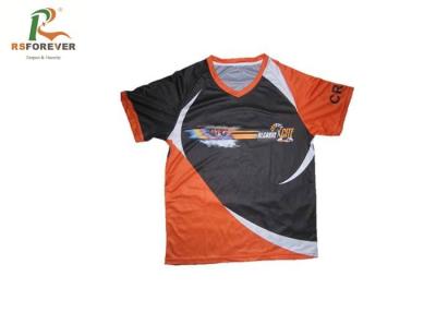 China Dye Sublimated Custom Printed T Shirts Short Sleeve Polyester Fashion Orange Color for sale