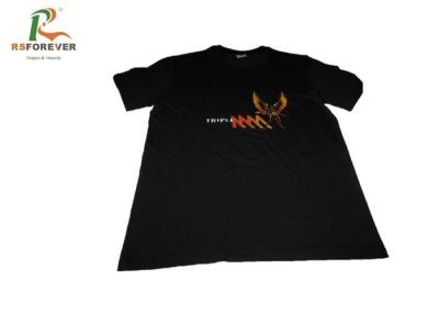China Black Custom Printed T Shirts For Mens 100% Cotton Fabric Heat Transfer Printing for sale
