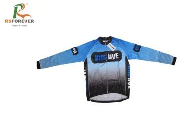 China Blue Long Sleeves Printed Cycling Jerseys Custom Mens Bib Shorts Sublimation Printing for sale