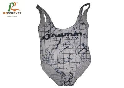 China Grey Custom Printed Clothing Gridding Design Low Back One Piece Swimsuit for sale