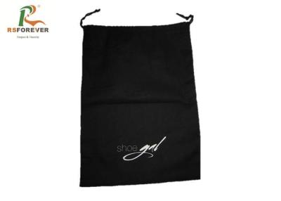 China Custom Printed Black Cotton Canvas Bags Pull String Type For Shoes Packaging for sale