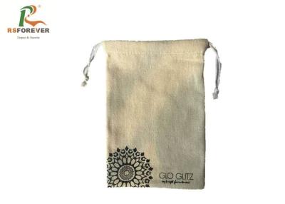 China Natural Color Small Cotton Drawstring Bags , Custom Printed Drawstring Bags Recyclable for sale