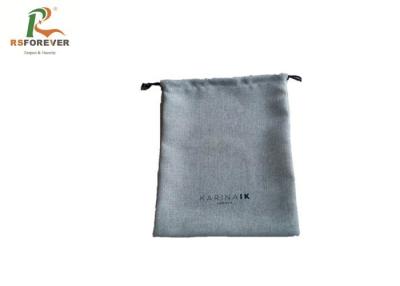 China Grey Jute Drawstring Custom Printed Bags With Silk Screen Printing Eco - Frindly for sale