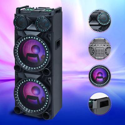 China Customized 80W Bluetooth Party Box Speaker Dual Subwoofer With 2 Mic for sale