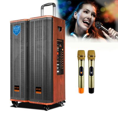 China Wooden Portable Trolley Karaoke Speaker 12 Inch 1000W Bluetooth USB For Party for sale