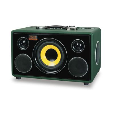 China 600W Bluetooth Karaoke Speaker Outdoor Wooden Portable Speaker With 2 Mics for sale