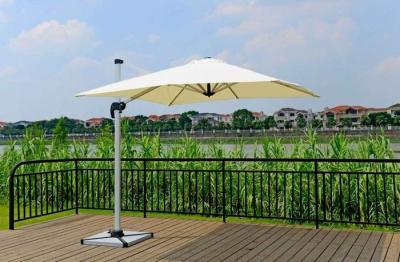 중국 2.5M 호화로운 로마 알루미늄 안뜰 우산, 화강암 대를 가진 옥외 분파 우산 판매용