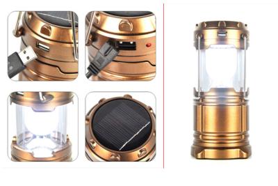 China Lanterna de acampamento recarregável portátil do diodo emissor de luz do painel solar a pilhas com ABS Shell à venda