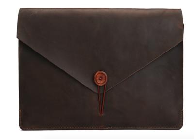 China A4 Size Brown Envelope Style Laptop Sleeve Genuine Documents Leather Laptop Envelope Sleeve for sale