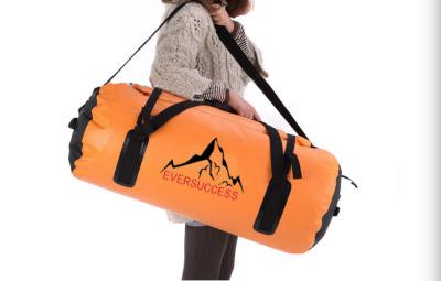 China 60L Orange Waterproof Travel Bags 600D Sports Duffel Bag Holdall Shoulder for sale