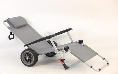 China Custom Grey Aluminum Frame Foldable Beach Wagon Folding Beach Chair 154x77x60CM for sale