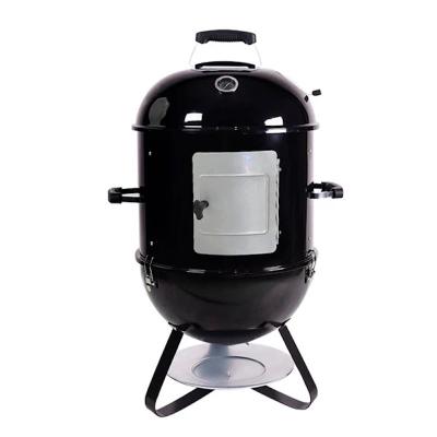 China Black Custom Cool Camping Vertical Charcoal Smoker Grills 2 In 1 18 Inch 63X48.9X95.5CM for sale