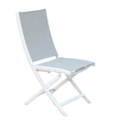 China European White Foldable Beach Lounge Chair PVC Mesh Back Aluminum Frame for sale