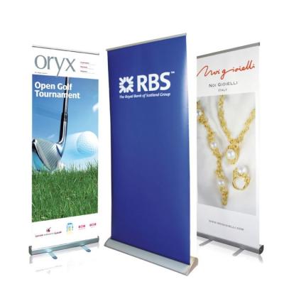 China Outdoor Custom Beach Flags Aluminum Stand Retractable Display Promotional PVC Roll Up Banner for sale
