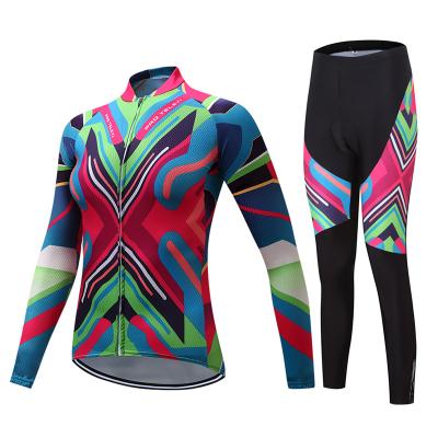 China Female Jersey Long Sleeve Cycling Suit Cycling Clothing Suits Colorful for sale