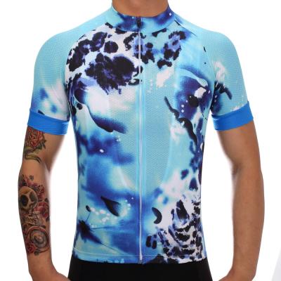 China Mode-im Freien entspricht kundenspezifische Radfahrer-Kleidung blauem buntem Digital-Sublimationsdruck-Polyester Dryfit, das Jersey reitet zu verkaufen