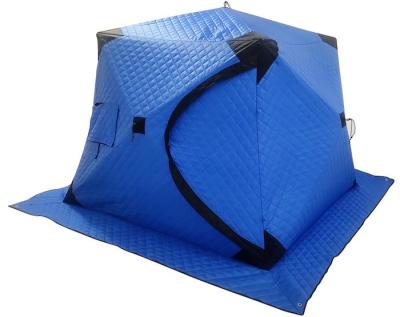 China 180X180X145CM Cotton Ice Fishing Pop Up Winter Shelter Blue Waterproof Coated Composite for sale
