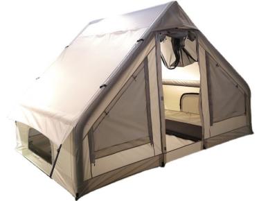 China 300X200X200CM Canvas Inflatable Glamping Tent House Double Layer Beige Cotton for sale