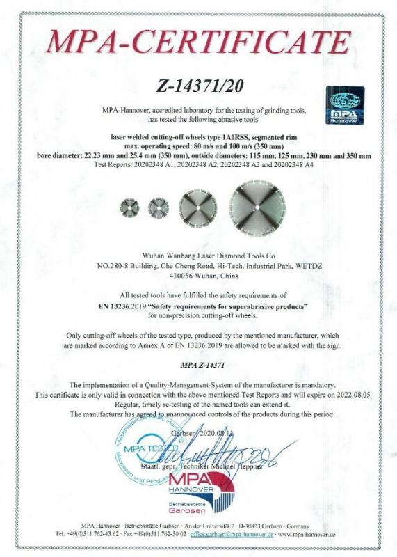 MPA - Wuhan Wanbang Laser Diamond Tools Co., Ltd.