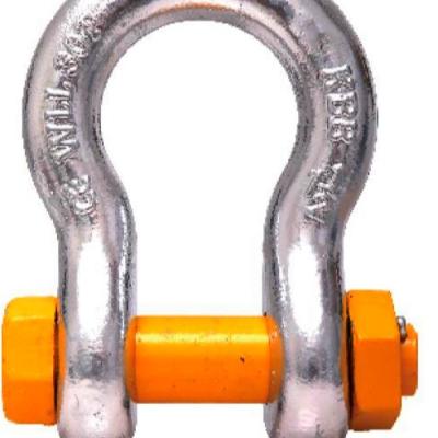 China 1.25 Inch WLL 12 Tonne Wide Body Shackles Steel Safety Pin Bow Shackle for sale