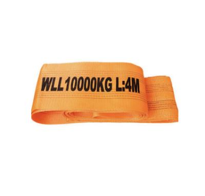 China Orange 4M 100% Polyester 10 Tonne Flat Lifting Slings, webbing sling, single layer for sale
