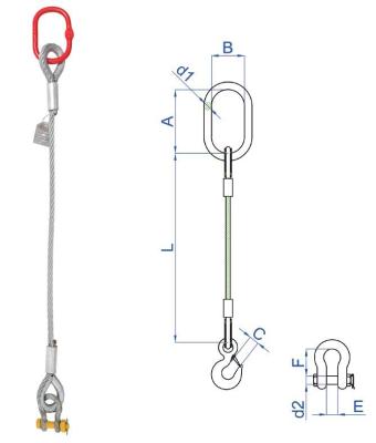 中国 1.3トン12mmの単一の足ワイヤー ロープの吊り鎖、柔らかい目ワイヤー ロープの吊り鎖 販売のため