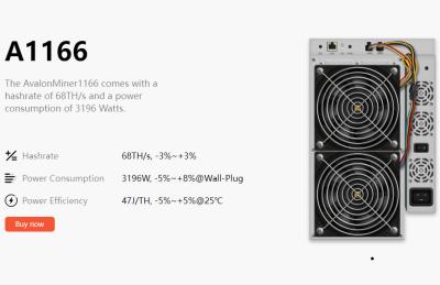 China SHA 256 Bitcoin ASIC Miner Avalon Miner 1166 Pro 81Th/S 12038X4 FANs for sale