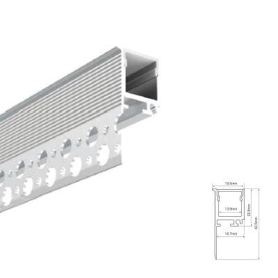 China 23*20mm Aluminium Gypsum Plaster Trimless Recessed LED Linear Profile for sale