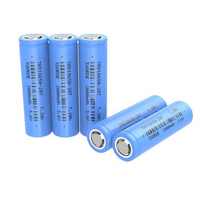 China 15C hoge capaciteit lithiumbatterie, 2000mAh Flat Top 18650 Lithiumbatteriecel Te koop