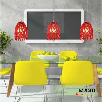 China Red Coral Design Home Branch Resin Pendant Lamp Restaurant Lighting for sale