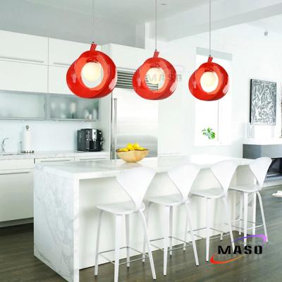 China Modern Apple Look Resin Lamp LED Power Glass Cover Pendant Light Gold Chrome Optional for sale