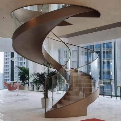 China Customized Curved Tempered Glass , Stairway Curved Steel Glass Railing for sale