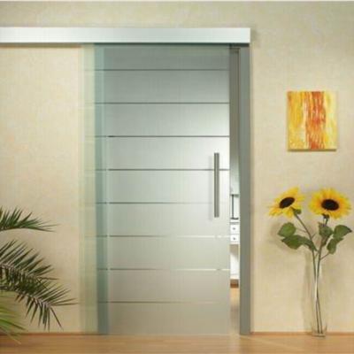 China Hotel Sliding Barn Door Tempered Glass Stripe Frost Clear Insulated for sale