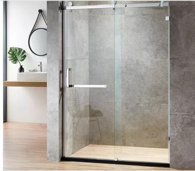 China Stainless Steel Frame Shower Tempered Glass Sliding Bathroom Shower Screen OEM for sale