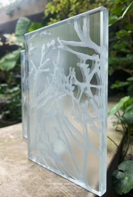 China OEM gravado ácido de geada Art Tempered Glass SGCC ultra claro à venda