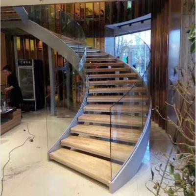 China Spiral Rotating Stairs glass Balustrades Handrails Curved Tempered For Stairs for sale