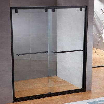 China Black Frame Matt Tempered Glass Shower Screen Sliding Clear 288S for sale