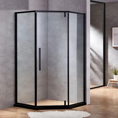 China Hinge Pivot Bathroom Glass Cabin Frameless With Black Framed for sale