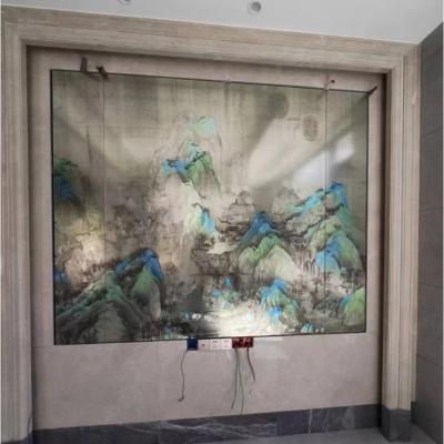 China Wall Decroration Tempered Acid Etched Glass UV Printing Mirror Art for sale