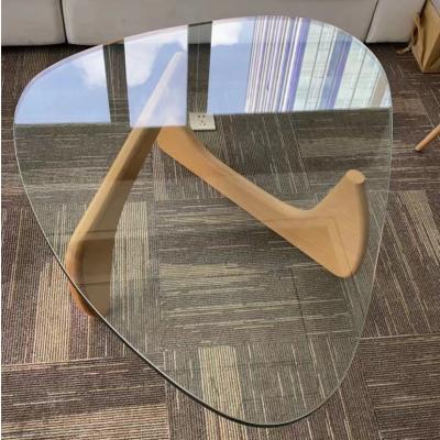 China Luxury Sector Tempered Art Glass Oval Top Conner Tables Set Coffee Table en venta