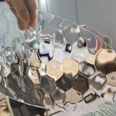 China Water Cube Textured Decorative Tempered Glass 10mm Thickness For Partitions Divisions for sale
