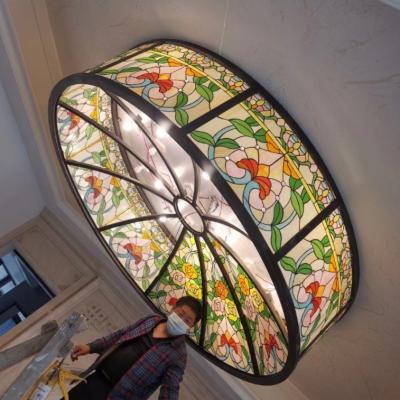 China Church Architectural Tempered Art Glass Window Panels Decorative Colored Dome Stained Glass for sale