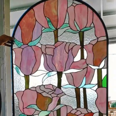 Κίνα Στρογγυλό διασταυρωμένο γυαλί παράθυρο μέσα στην Καθολική Εκκλησία Διακοσμητικό γυάλινο πίνακα πόρτας προς πώληση