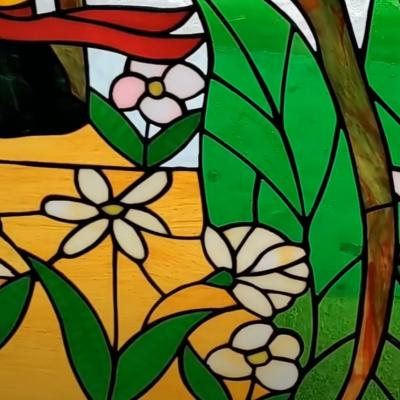 China Buntglasfenster-Panel Farbiges Dekorationsglas OEM ODM Für Gebäude Wanddach Kirche und Tür zu verkaufen