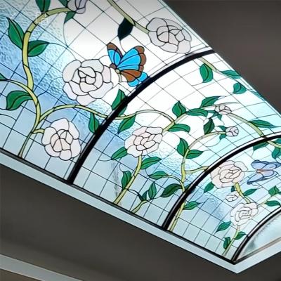 China Swimming Pool Ceiling Lighting Glass European French Ceiling Decoration Tiffiny Inlaid Craft Glass for sale